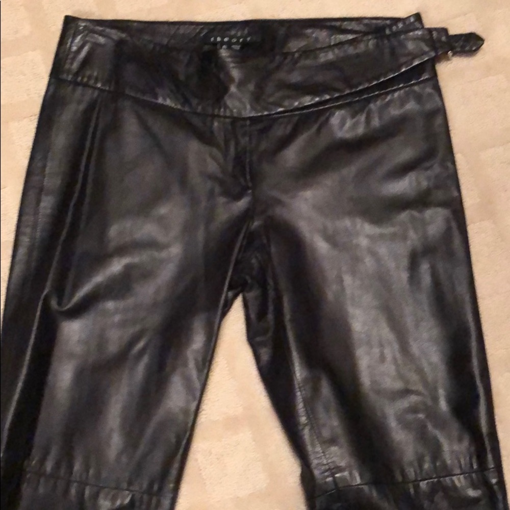Theory black leather pants